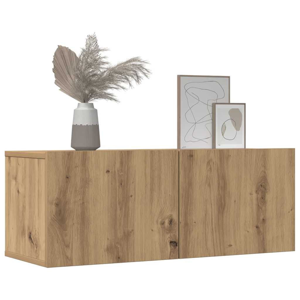 Væghængte tv-borde stk. 80x30x30 cm egetræsfarve - artisan eg, 2, 80 cm - number 3.