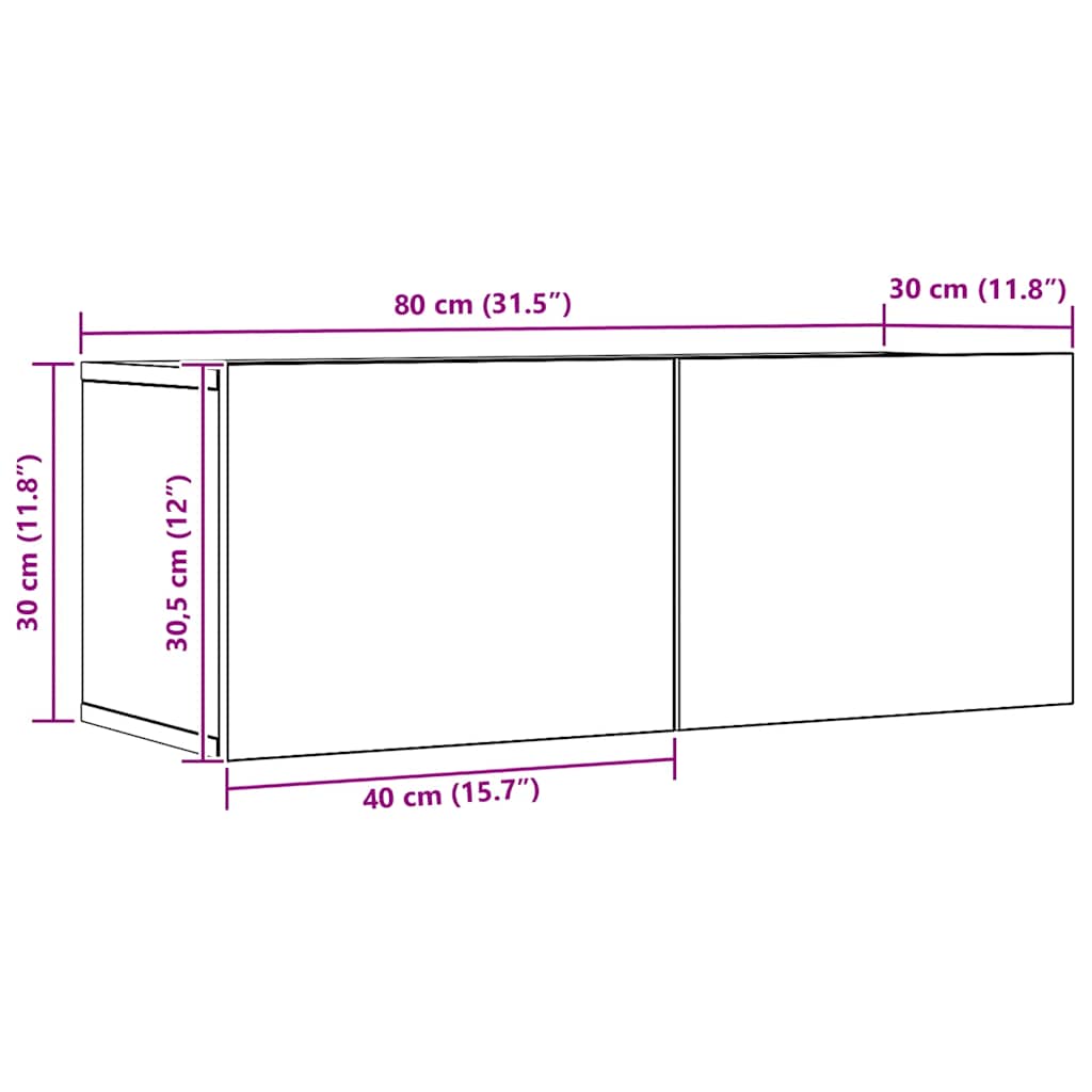 Væghængte tv-borde stk. 80x30x30 cm egetræsfarve - artisan eg, 2, 80 cm - number 10.