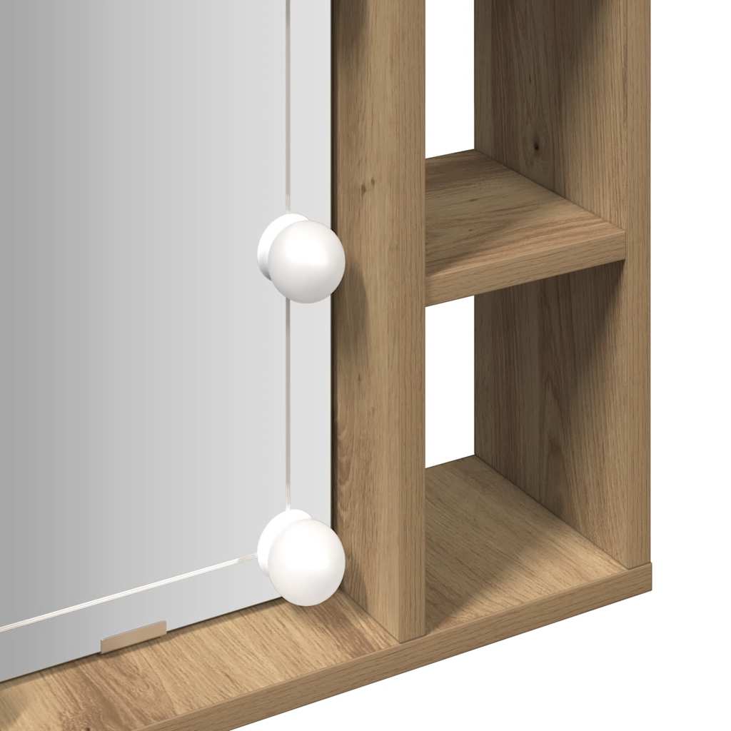 Spejlskab med led-lys 76x15x55 cm konstrueret træ kunsteg - artisan eg, 1 - number 10.