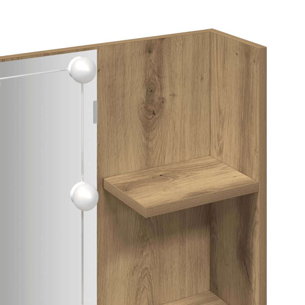 Makeupbord med led-lys 60x40x140 cm kunsteg - artisan eg, 1 - number 12.