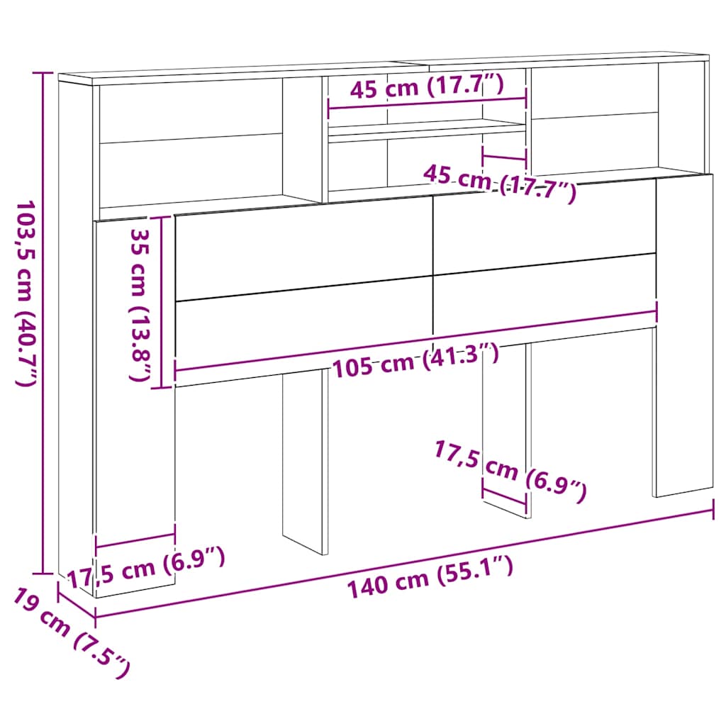 Zagłówek 160x19x103,5 cm drewno klejone sztuczne dąb - dąb, 160 x 19 x 103,5 cm (dł. x szer. x wys.) - number 9.