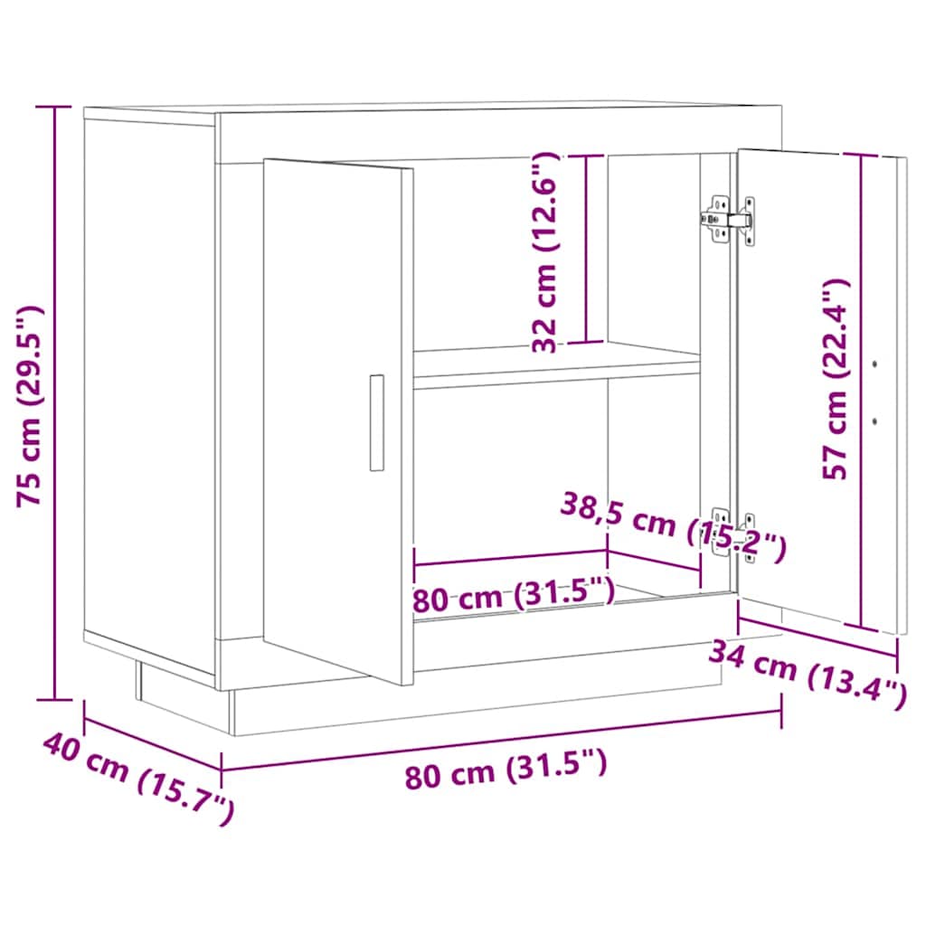 Skænk 80x40x75 cm konstrueret træ kunsteg - artisan eg, 1 - number 10.