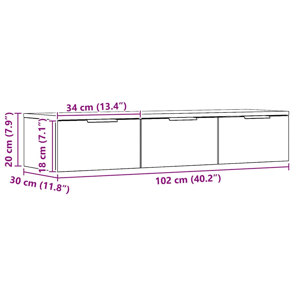 Nástěnná skříňka 102x30x20 cm umělé dřevo umělé dub - dub - number 11.