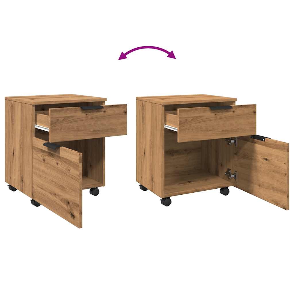 Arkivskab med hjul 45x38x54 cm konstrueret træ kunsteg - artisan eg, 1 - number 8.