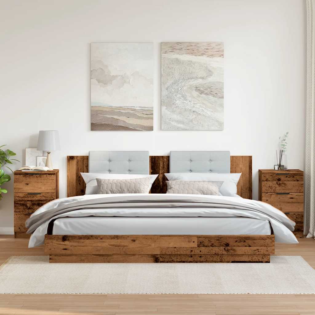 Noćni ormarići 2 kom. 40x36x65 cm obrađeno drvo izgled starog drveta - antikno drvo - number 3.