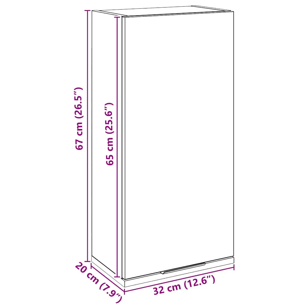 Væghængt badeværelsesskab 32x20x67 cm kunsteg - artisan eg, 1 - number 11.