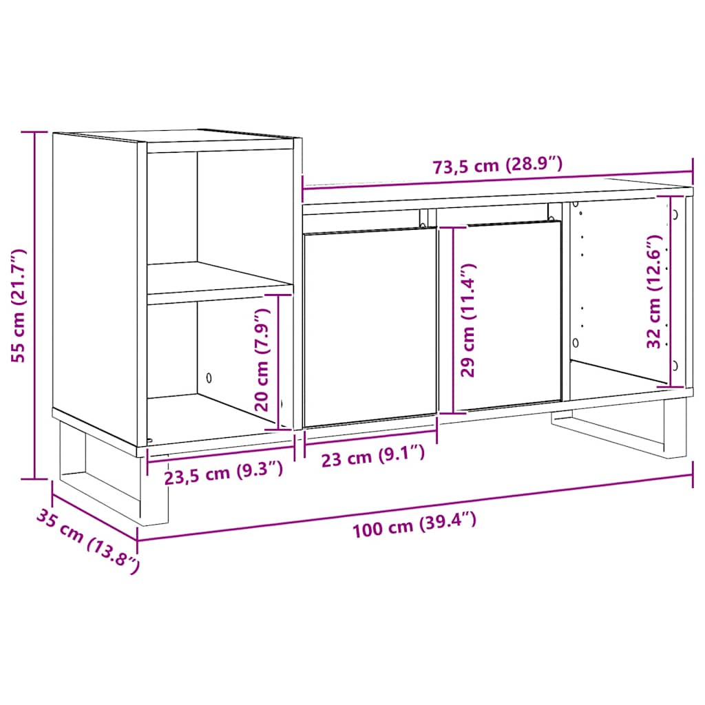Stolik rtv 100x35x55 cm drewno klejone sztuczny dąb - dąb rzemieślniczy, 1 - number 11.