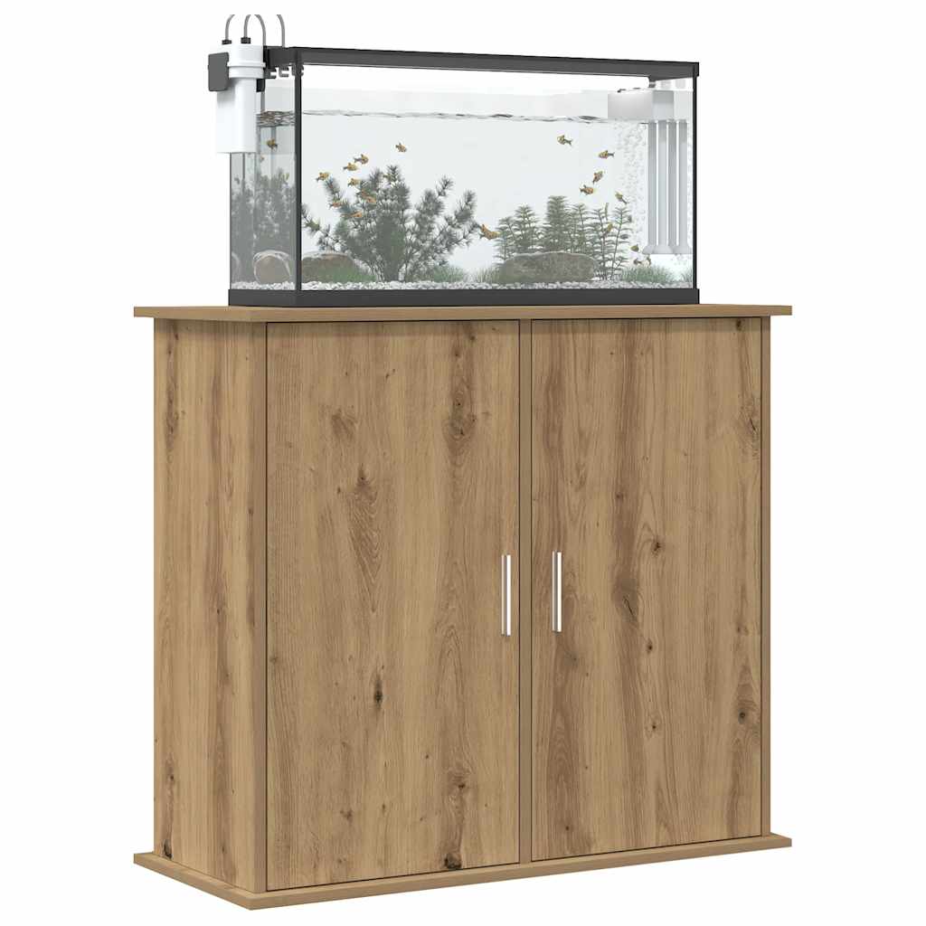Table aquarium chêne antique en bois construit - chêne artisan, 81 x 36 x 73 cm - number 1.