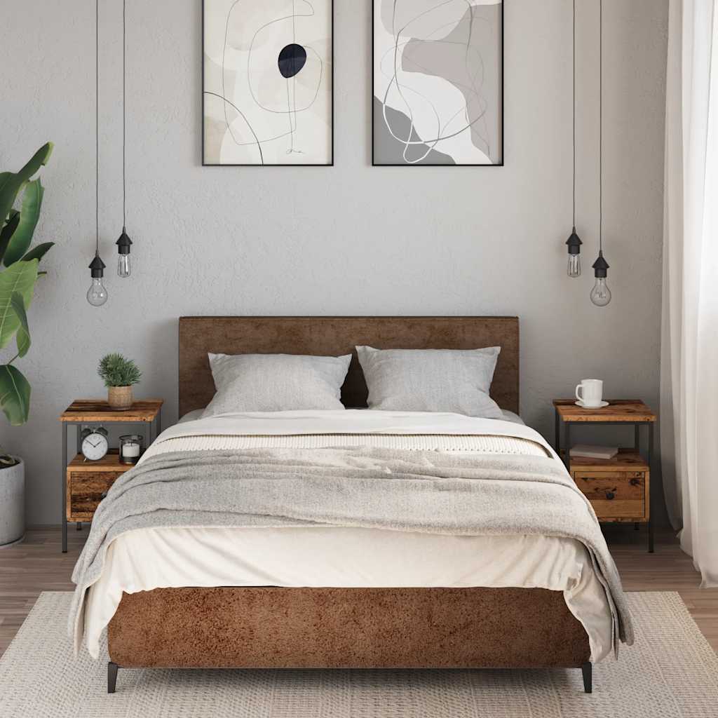 Sengeborde 2 stk. 34x36x50 cm konstrueret træ gammelt trælook - number 1.