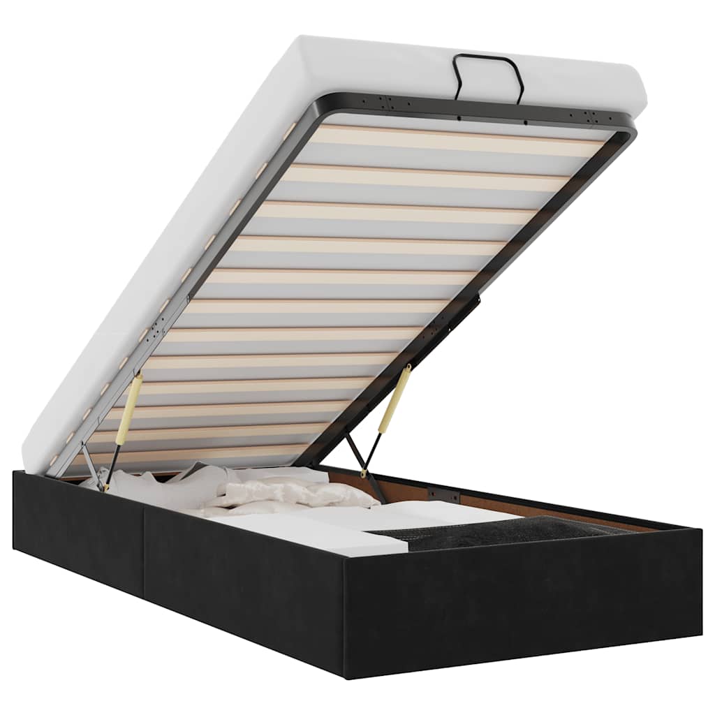 Stelaż łóżka otomana bez materaca welur - czarny, 80 x 200 cm - number 2.