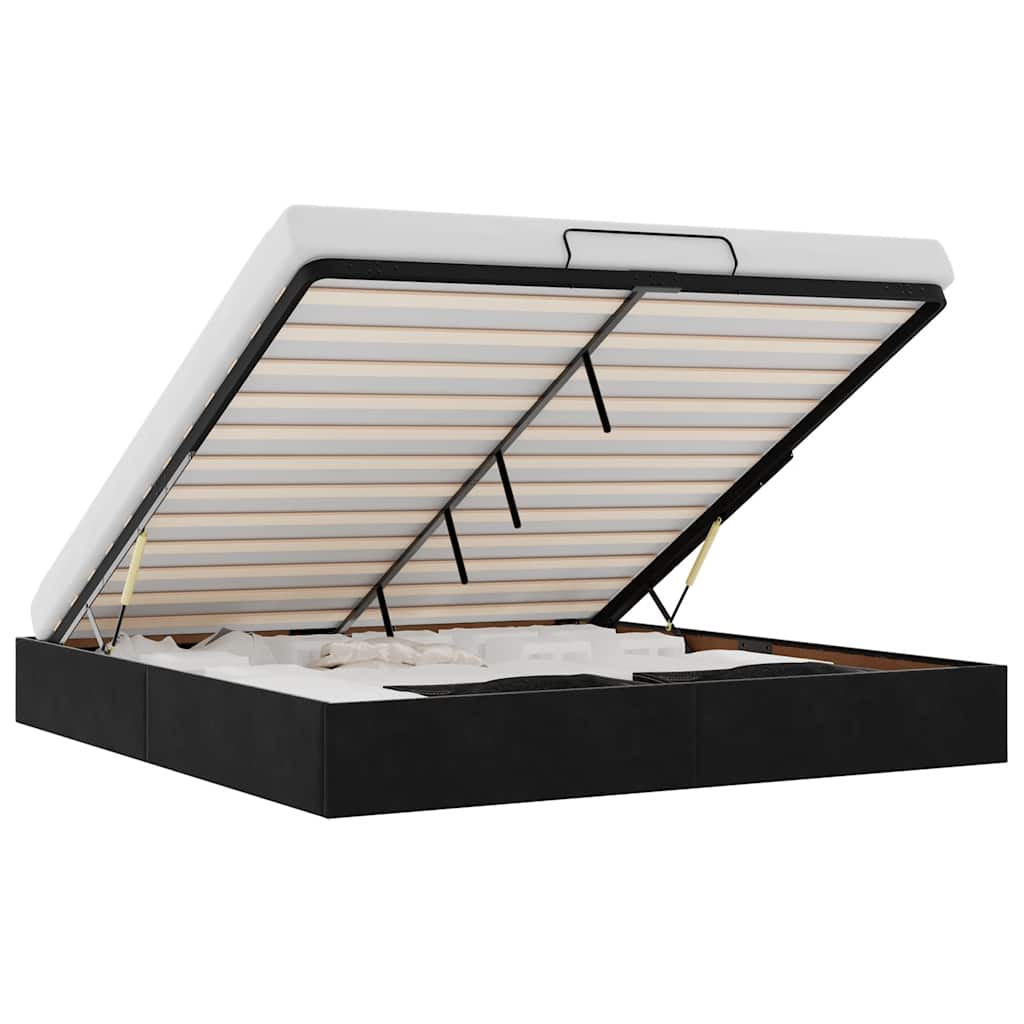 Osmannisk sengeramme uden madras fløjl - sort, 200 x 200 cm - number 2.