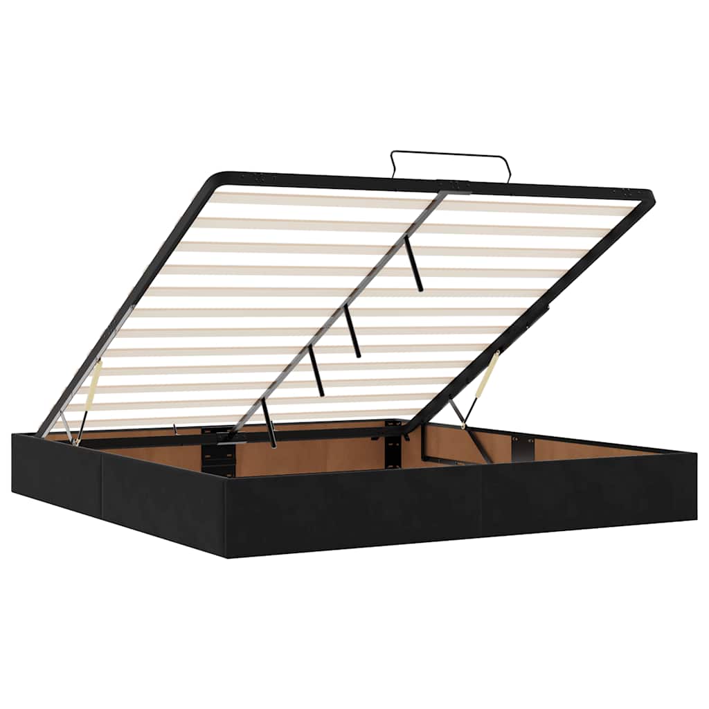 Osmannisk sengeramme uden madras fløjl - sort, 200 x 200 cm - number 10.