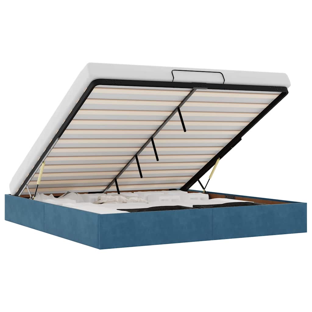 Osmańska rama łóżka bez materaca aksamit - ciemnoniebieski, 200 x 200 cm - number 2.