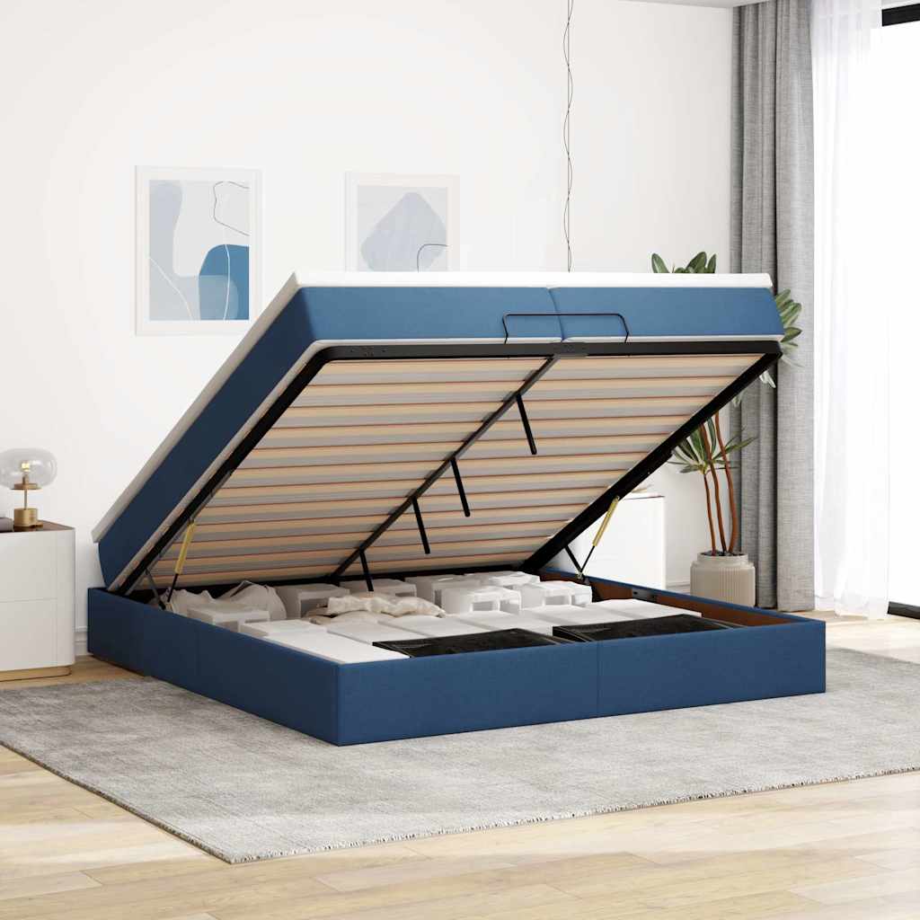 Stelaż łóżka otomana z materacami materiał - niebieski, 200 x 200 cm, ooo 3 - number 1.