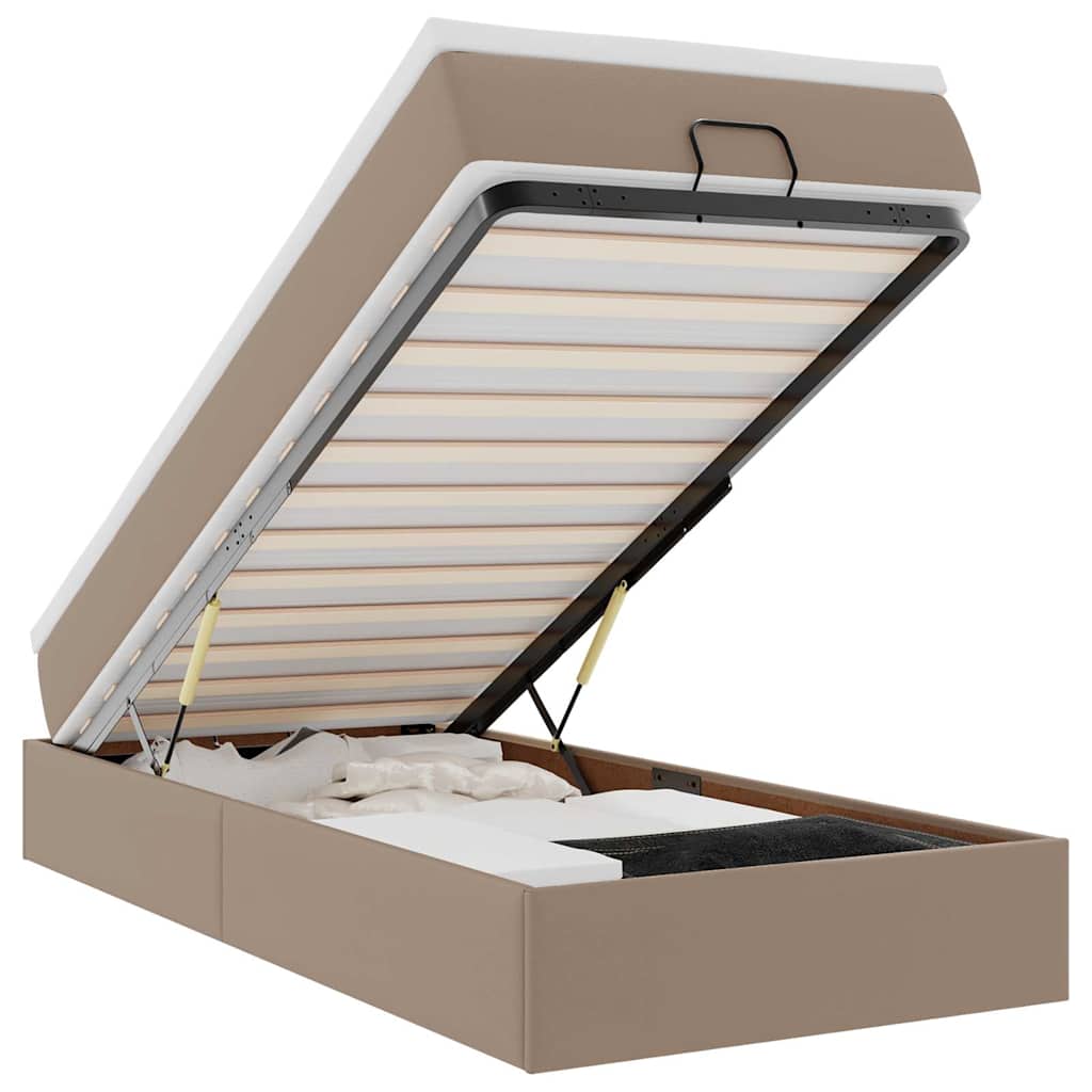 Osmannisk sengeramme med madras kunstlæder - cappucino, 100 x 200 cm - number 2.