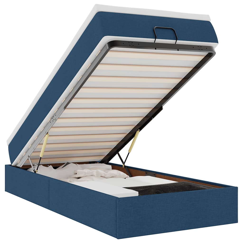 Ottomansk sengeramme med madrassstoff - blå, 90 x 200 cm, ooo 14 - number 2.