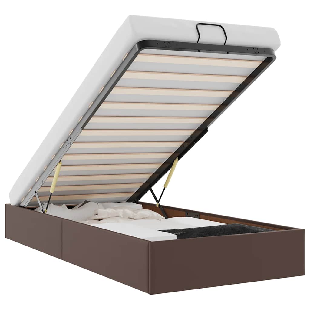 Osmannisk sengeramme uden madras kunstlæder - brun, 90 x 200 cm - number 2.