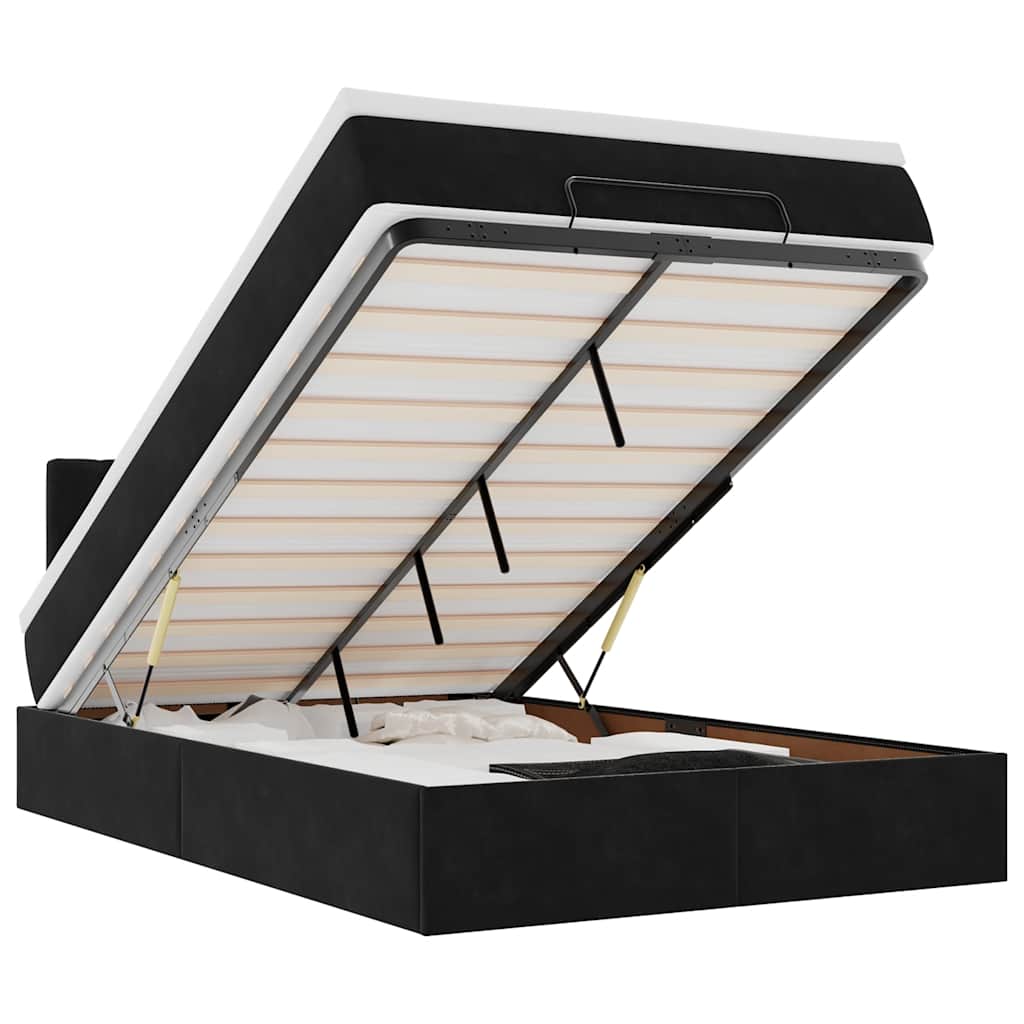 Osmannisk seng med madras fløjl - sort, 120 x 190 cm, med pynteknapper - number 2.