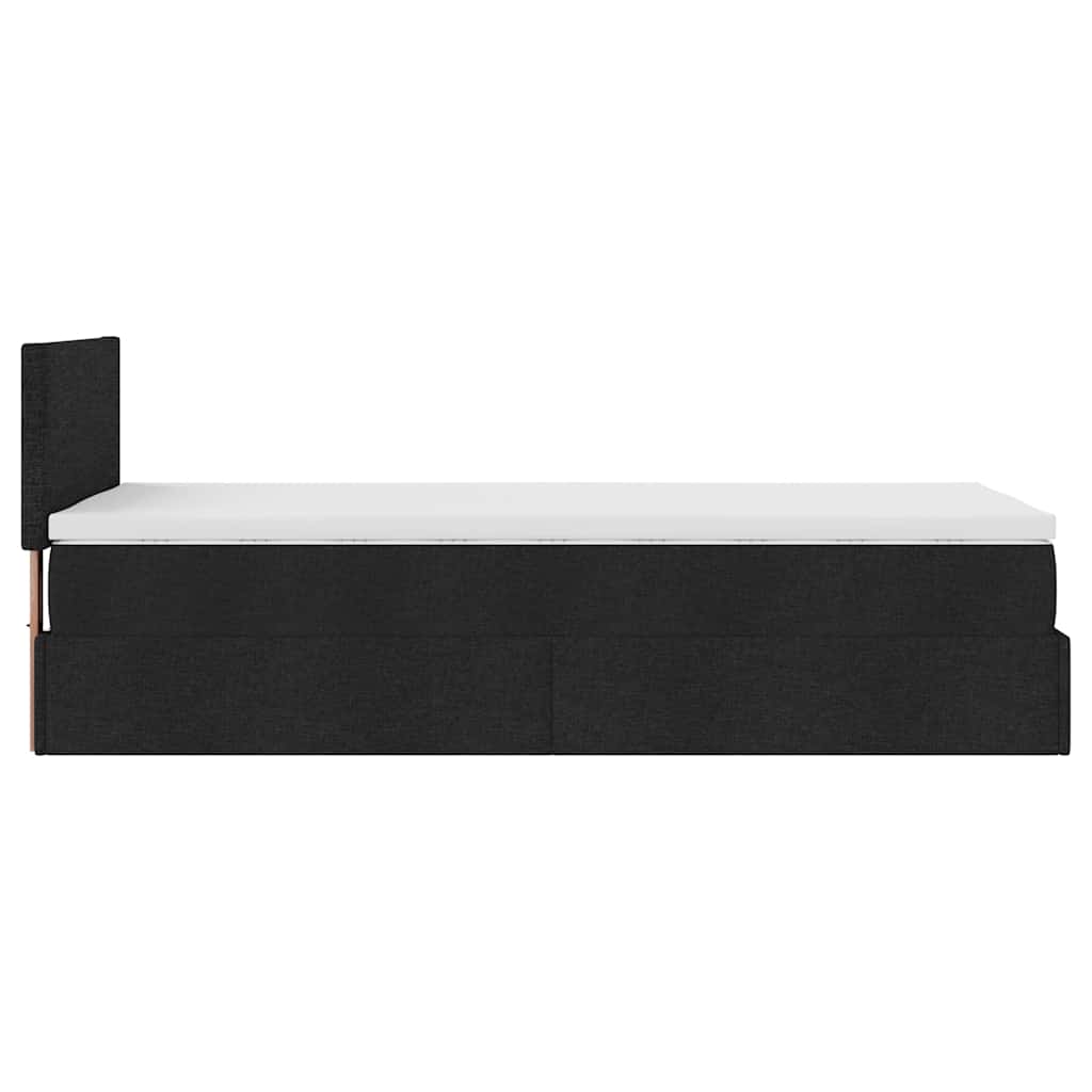 Ottoman seng med madras stof - sort, 100 x 200 cm, med ensartet mønster - number 11.