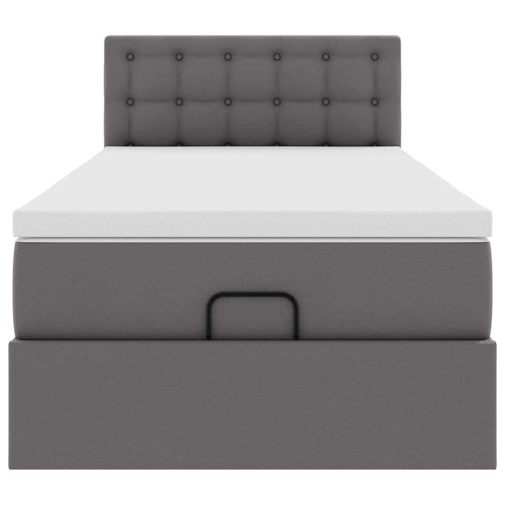 Osmannisk sengeramme med madras kunstlæder - grå, 90 x 200 cm - number 7.