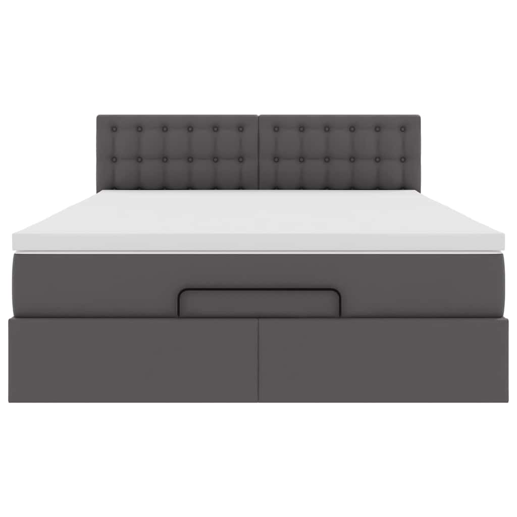 Osmannisk seng med madrasser & leds kunstlæder - grå, 140 x 200 cm - number 8.
