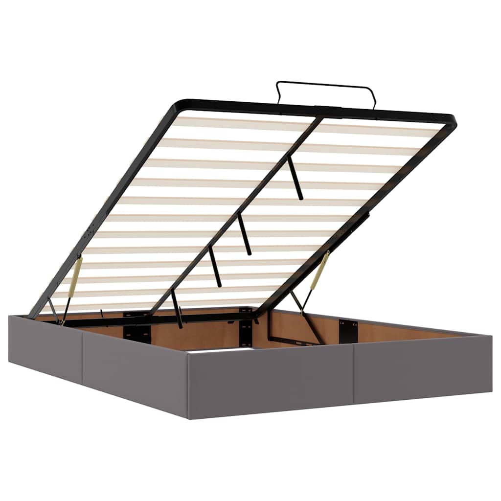 Osmannisk sengeramme med madras kunstlæder - grå, 140 x 190 cm - number 12.