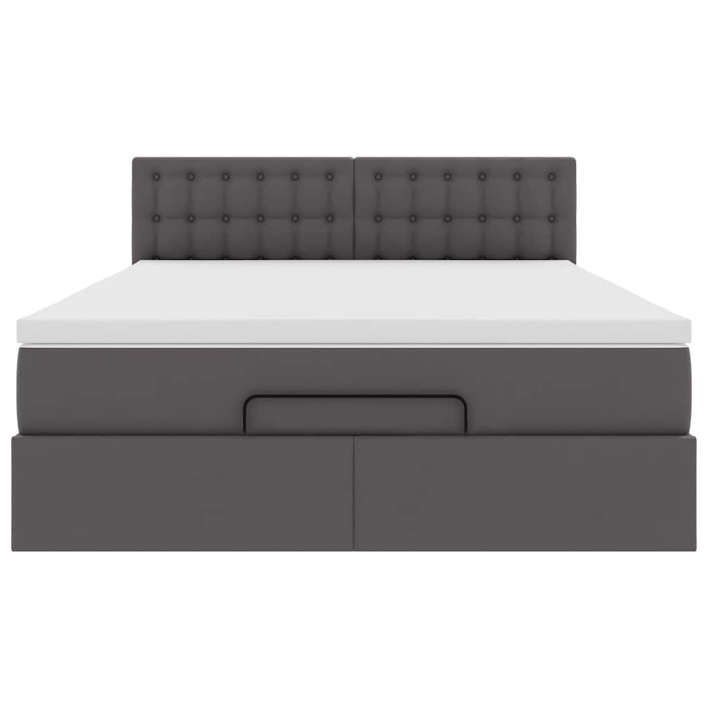 Osmannisk sengeramme med madras kunstlæder - grå, 140 x 190 cm - number 7.