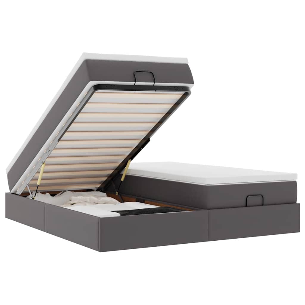 Osmannisk sengeramme med madrasser kunstlæder - grå, 180 x 200 cm - number 2.