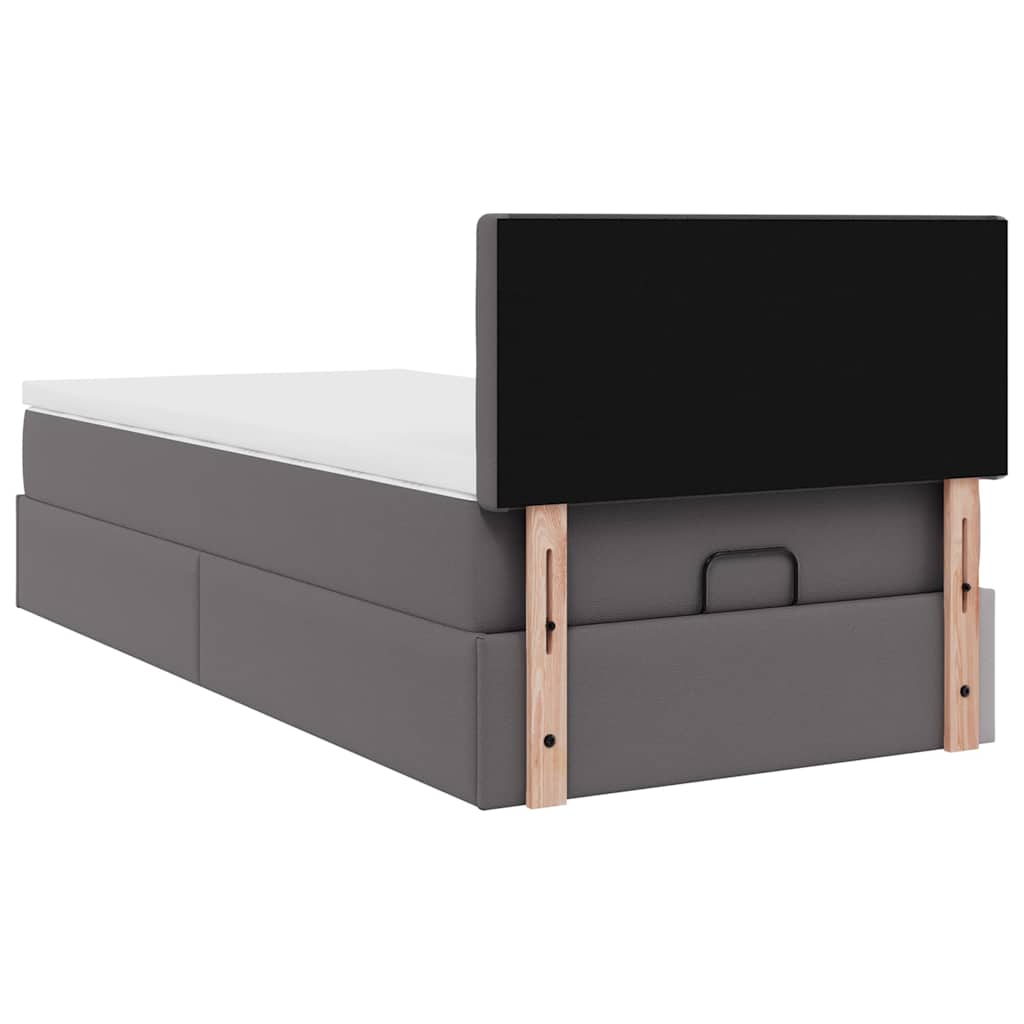 Osmannisk seng med madras kunstlæder - grå, 90 x 200 cm - number 11.