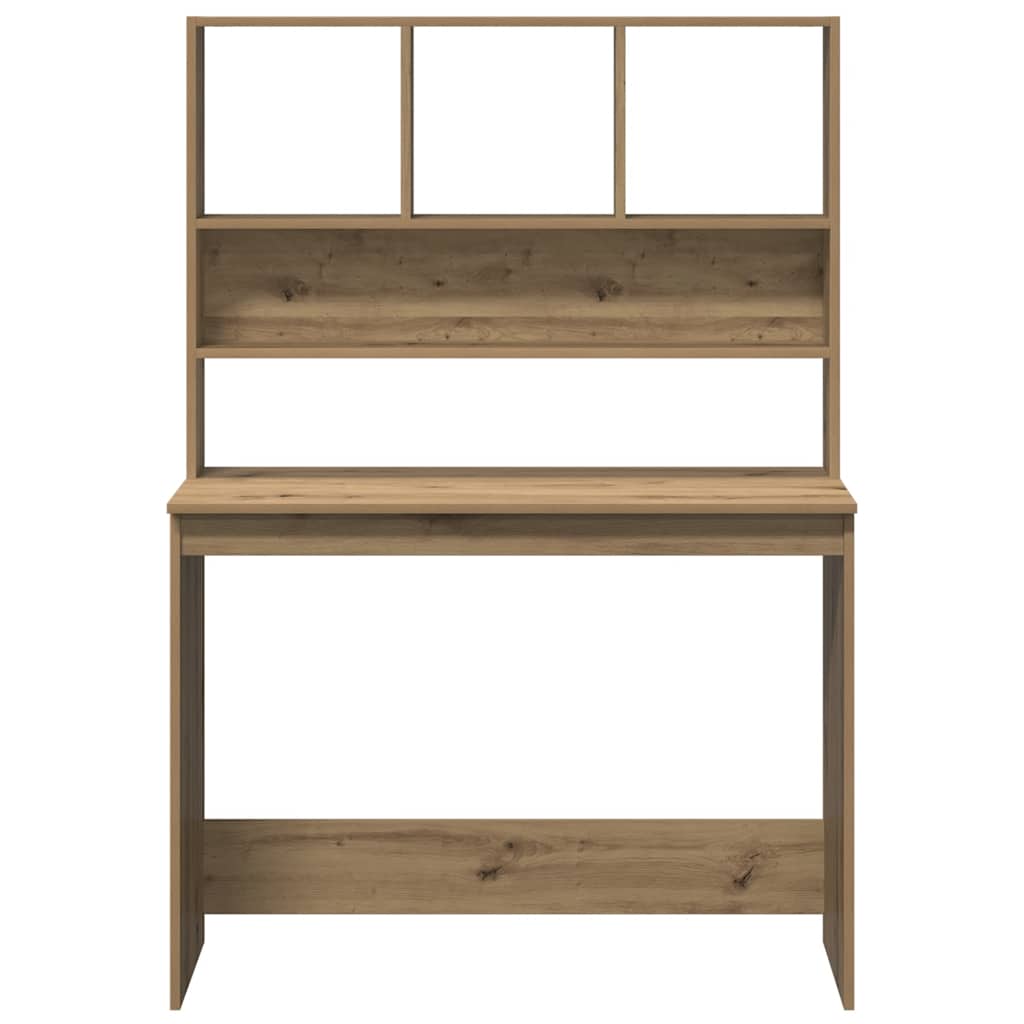 Radni stol s policama 102x45x148 cm izrađeno drvo umjetni hrast - obrtnički hrast - number 3.