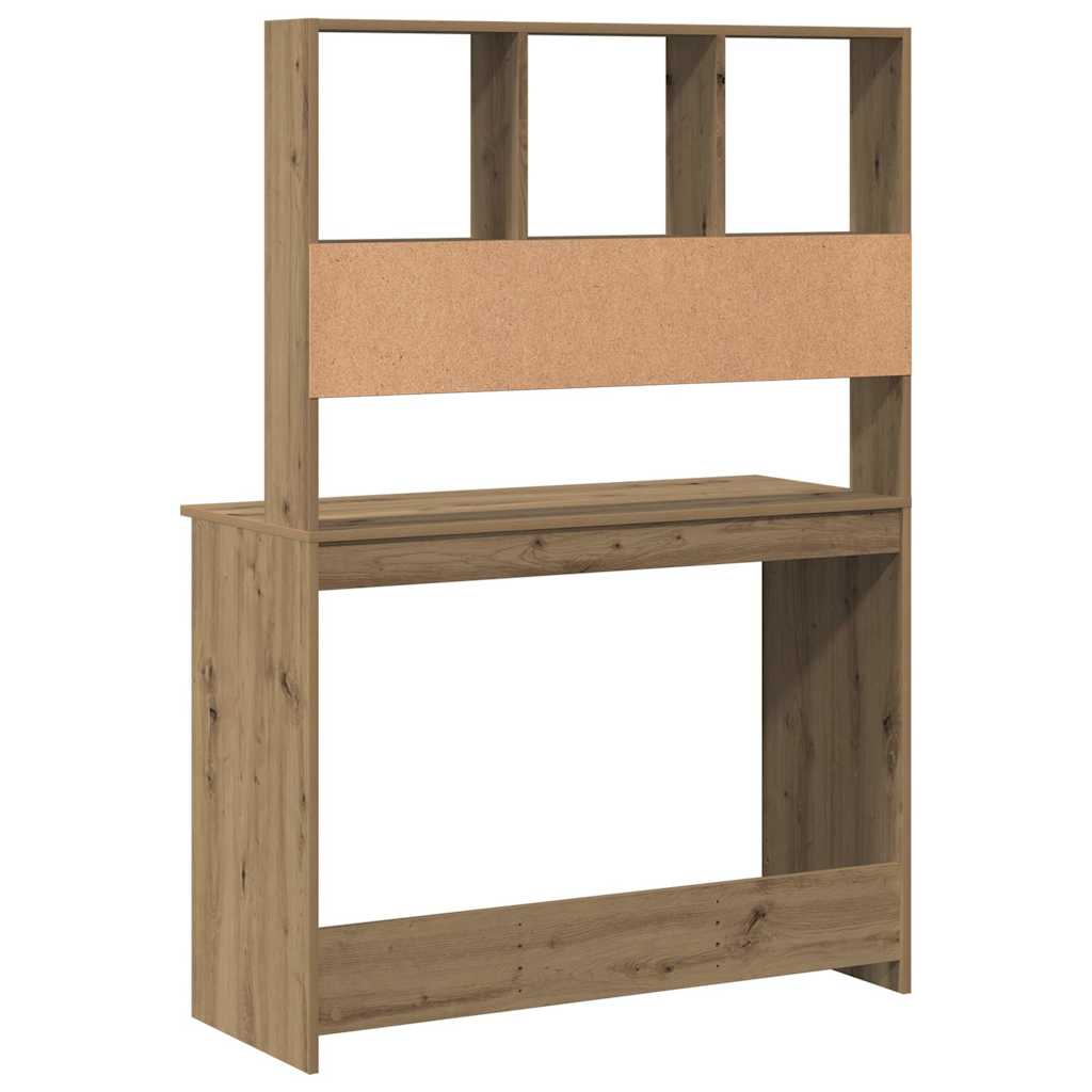 Radni stol s policama 102x45x148 cm izrađeno drvo umjetni hrast - obrtnički hrast - number 5.