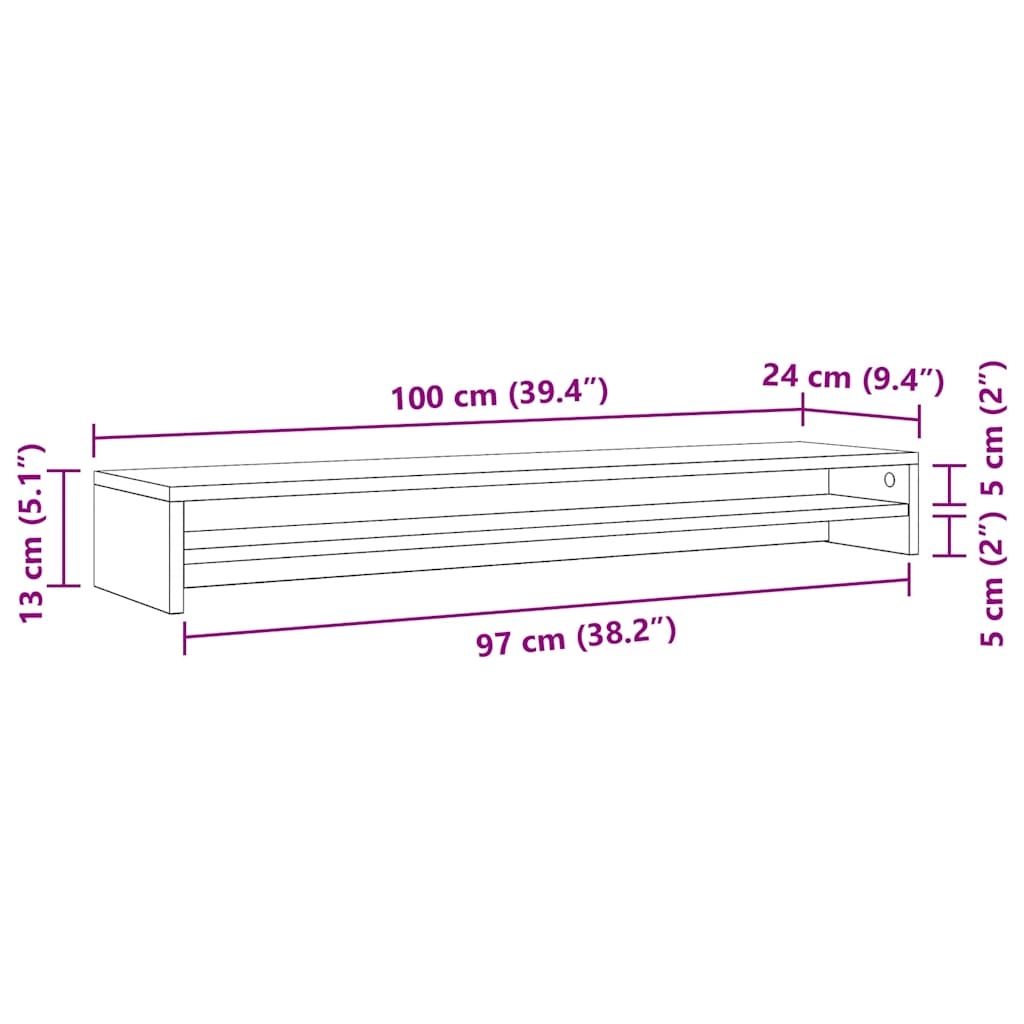 Stalak za ekran 100x24x13 cm izrađeno drvo umjetni hrast - obrtnički hrast, 1 - number 10.