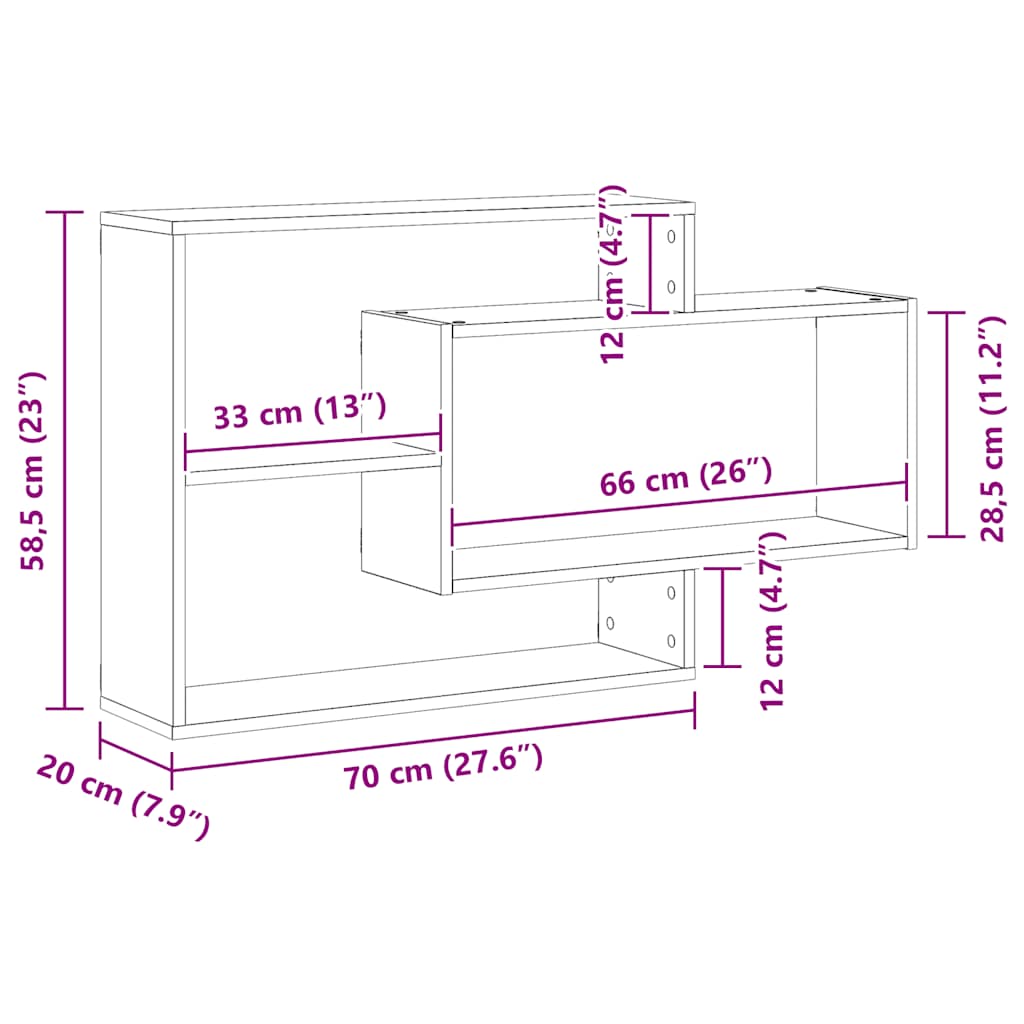Półka ścienna 104x20x58,5 cm drewno klejone dąb - dąb rzemieślniczy, 1 - number 9.
