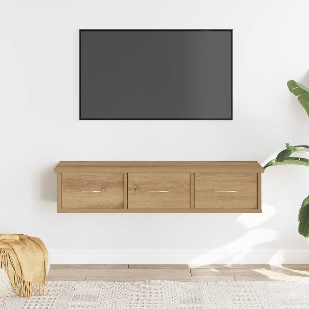 Szafka ścienna 88x26x18,5 cm drewno klejone sztuczny dąb - dąb rzemieślniczy, 1 - number 1.