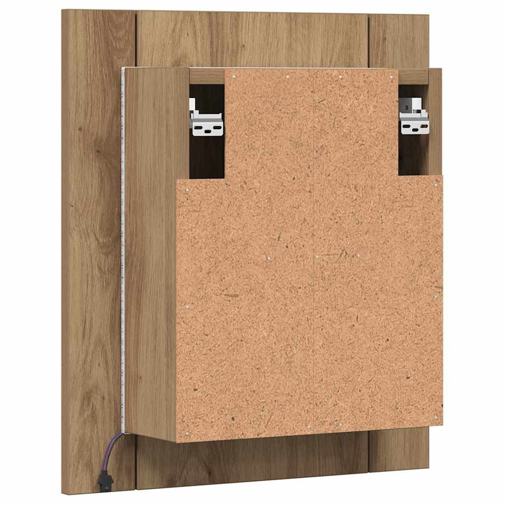 Spejlskab med led-lys 40x12x45 cm konstrueret træ kunsteg - artisan eg, 1 - number 10.