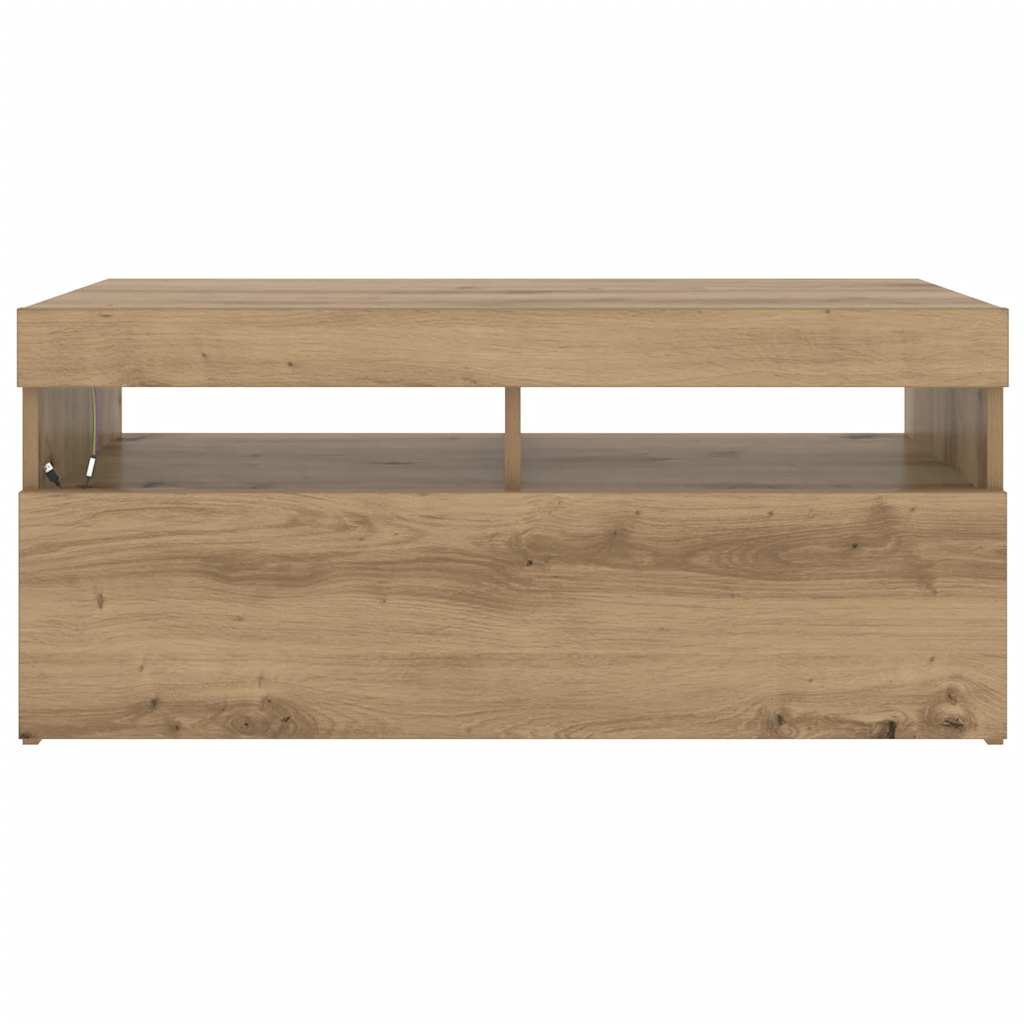 Stolik rtv z oświetleniem led 90x35x40 cm drewno klejone sztuczny dąb - dąb rzemieślniczy, 1, 90 cm - number 6.