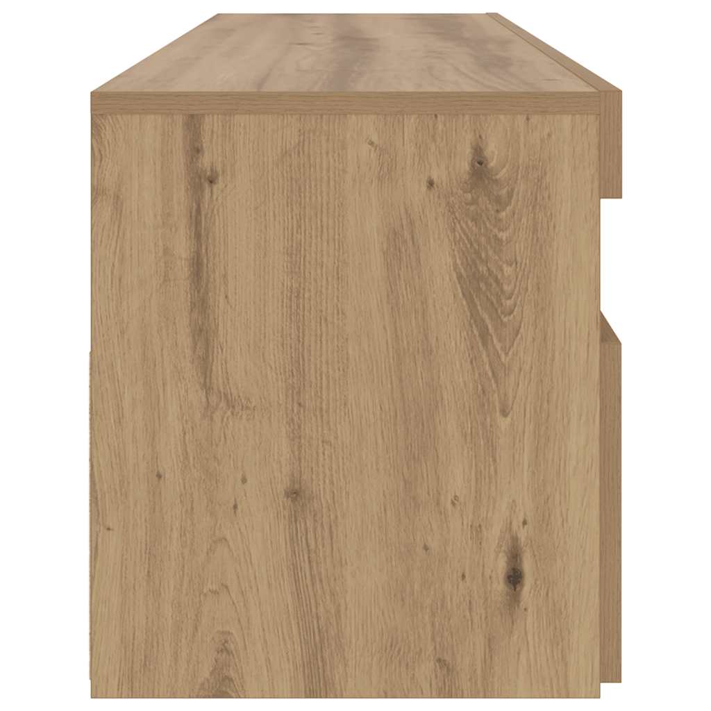 Stolik rtv z oświetleniem led 90x35x40 cm drewno klejone sztuczny dąb - dąb rzemieślniczy, 1, 90 cm - number 8.