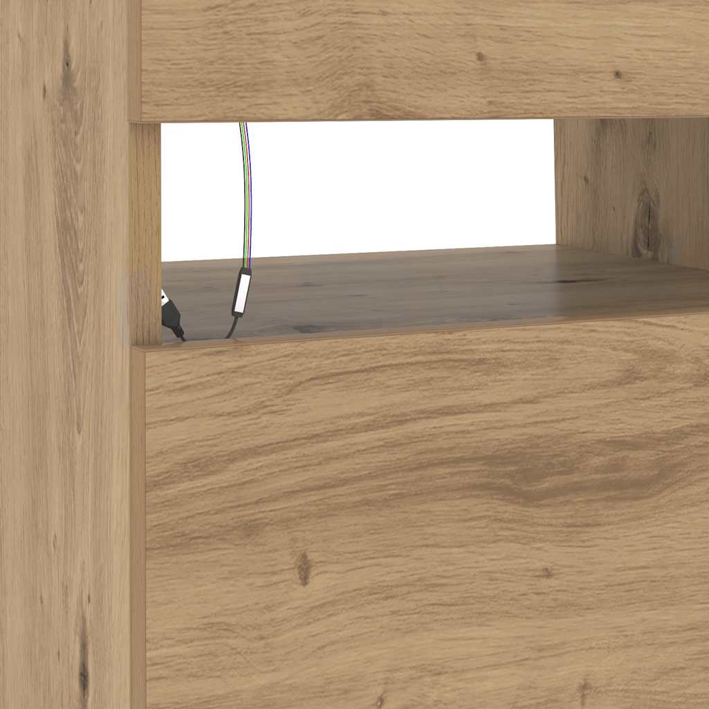 Stolik rtv z oświetleniem led 90x35x40 cm drewno klejone sztuczny dąb - dąb rzemieślniczy, 1, 90 cm - number 11.