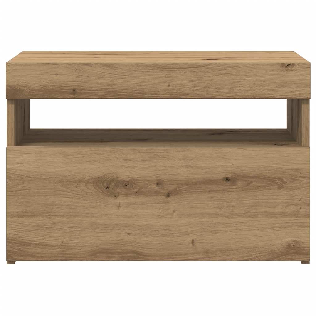 Tv-borde med led-lys stk. konstrueret træ kunsteg - artisan eg, 2, 60 cm - number 7.