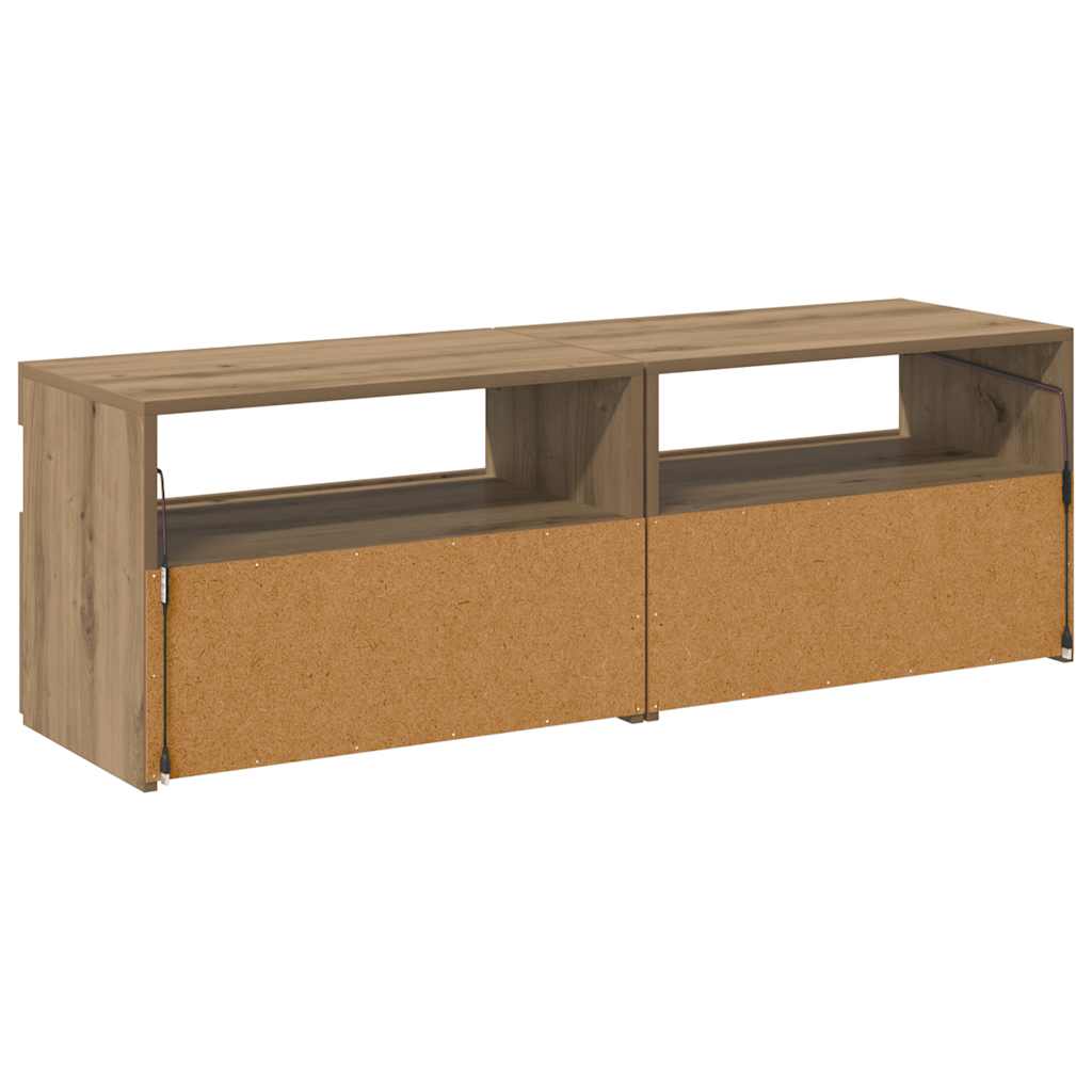 Tv-borde med led-lys stk. konstrueret træ kunsteg - artisan eg, 2, 60 cm - number 10.