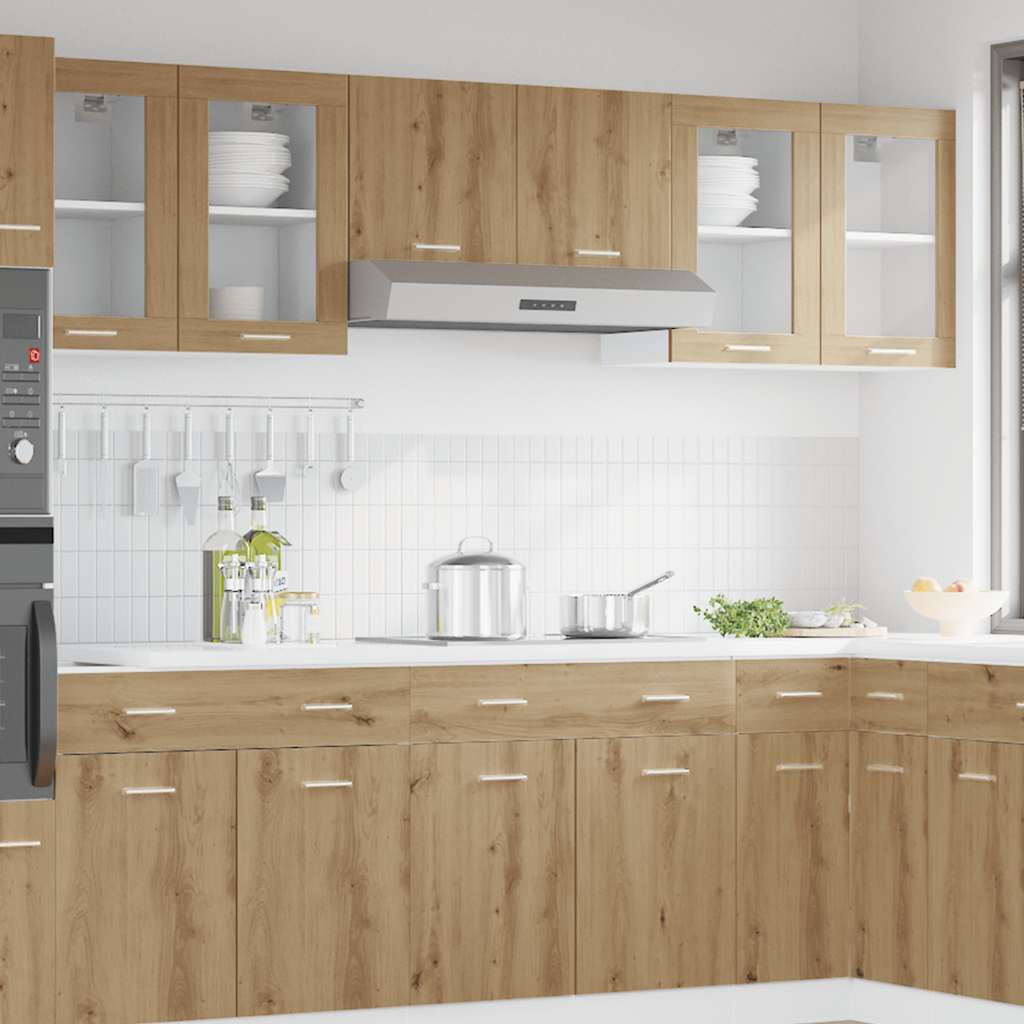 Vegghengt glassskap 40x31x60 cm kunsttre kunstig eik - håndverks eik, 1, vegghengt glassskap 40 cm - number 1.