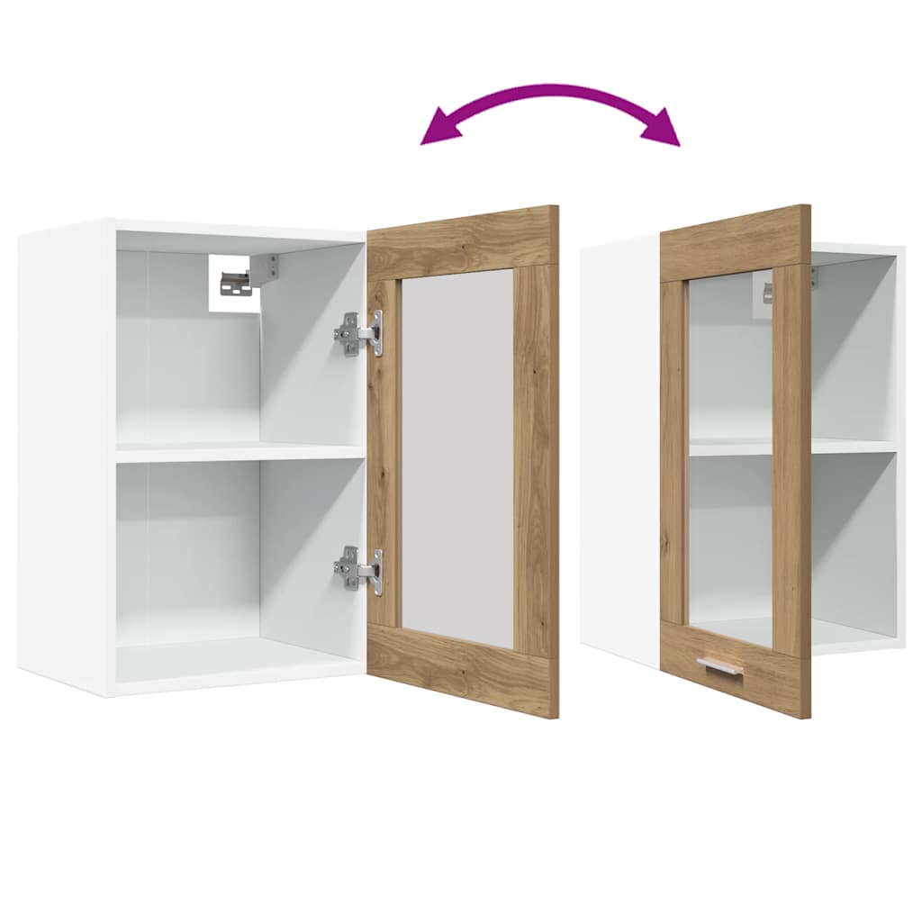 Væghængt glasskab 40x31x60 cm konstrueret træ kunsteg - artisan eg, 1, 1x væghængt glasskab (1 låge) 40 cm, x - number 8.