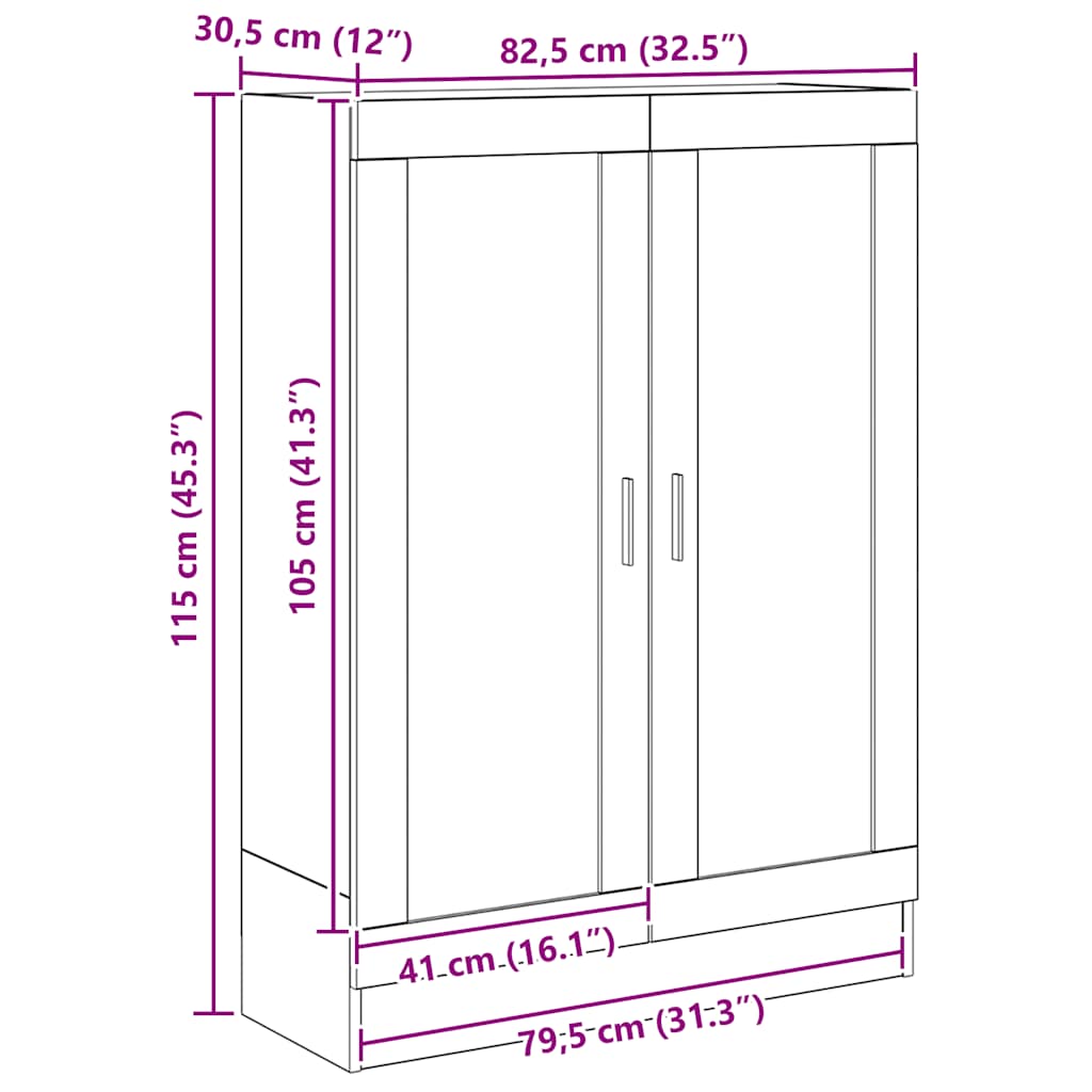 Bogskab 82,5x30,5x115 cm konstrueret træ kunsteg - artisan eg, 1, 115 cm - number 11.