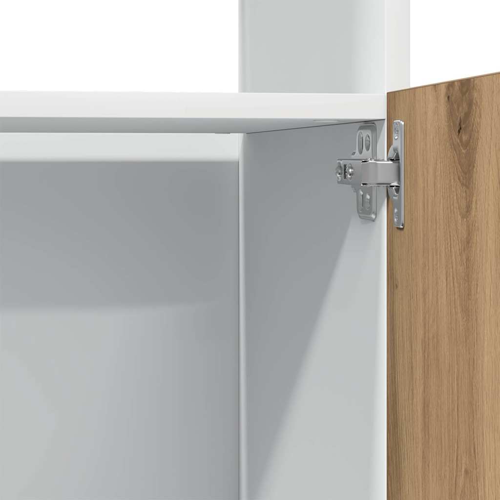 Kjøkkenskap 60x57x207 cm konstruert tre kunstig eik - håndverks eik, 1, skap for mikrobølgeovn - number 12.