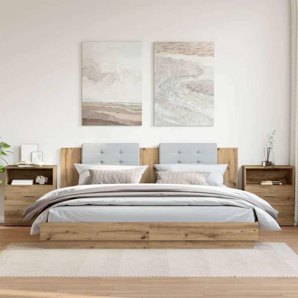 Noćni ormarići kom. 50x32x60 cm izrađeno drvo umjetni hrast - obrtnički hrast, 2 - number 1.