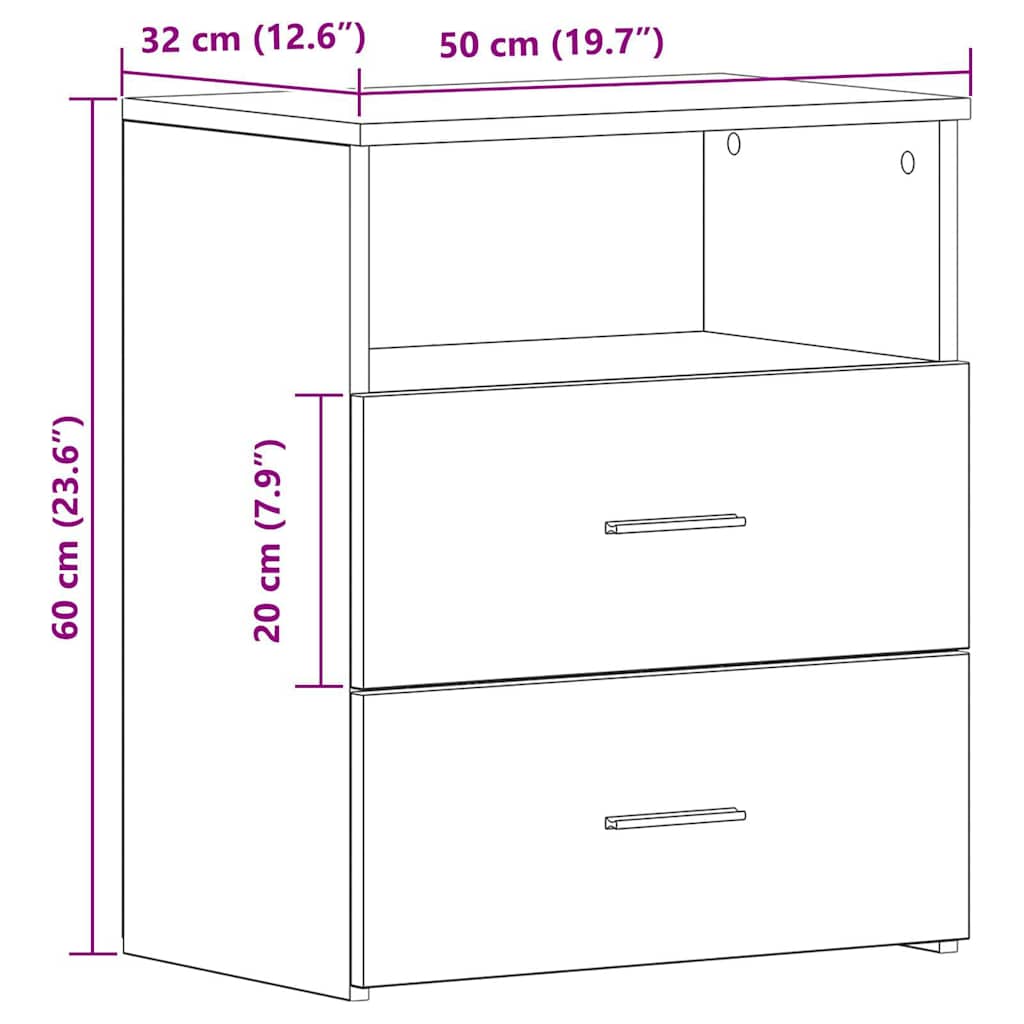 Stolik nocny 50x32x60 cm drewno klejone sztuczny dąb - dąb rzemieślniczy, 1 - number 11.