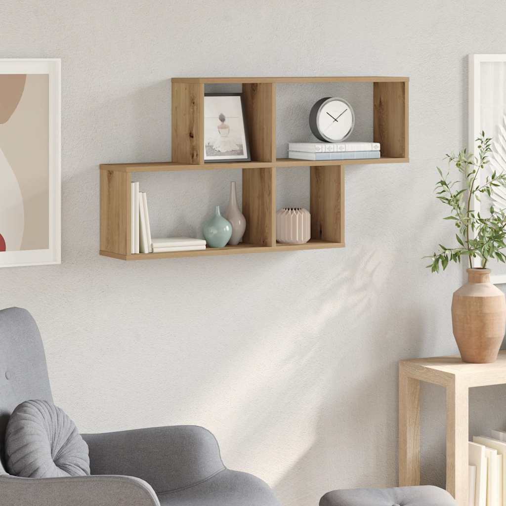Væghylde 100x18x53 cm konstrueret træ kunsteg - artisan eg, 1, x - number 3.
