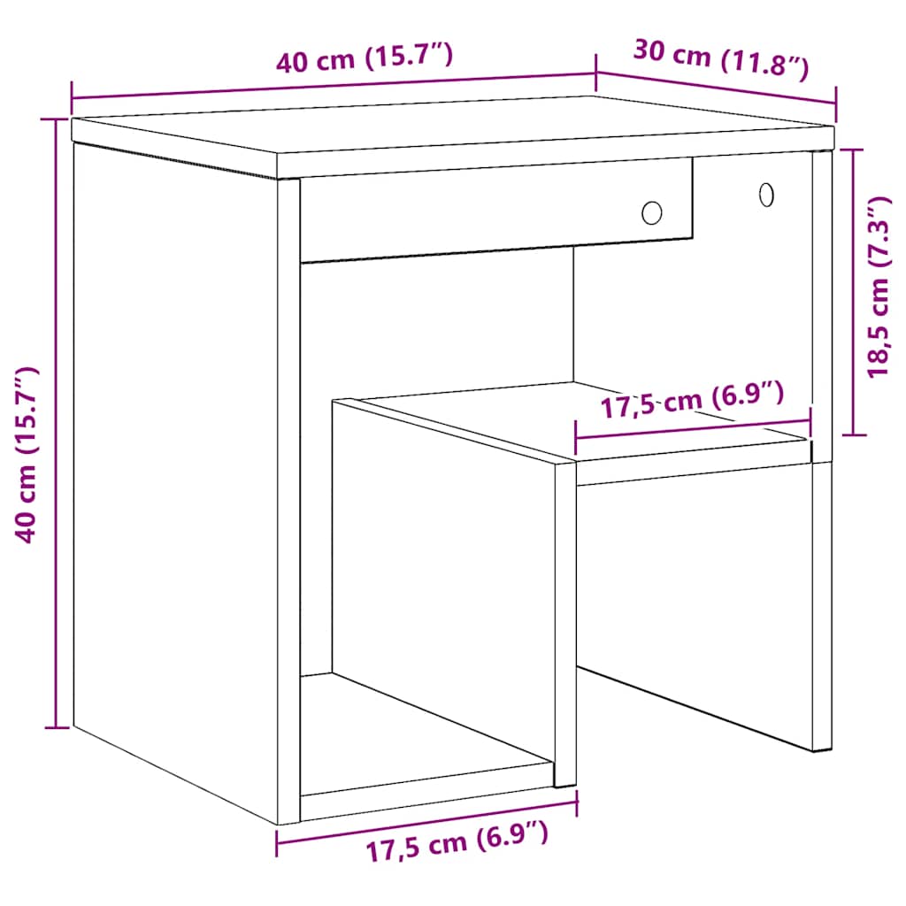 Sengeborde stk. 40x30x40 cm konstrueret træ egetræ - artisan eg, 2 - number 10.