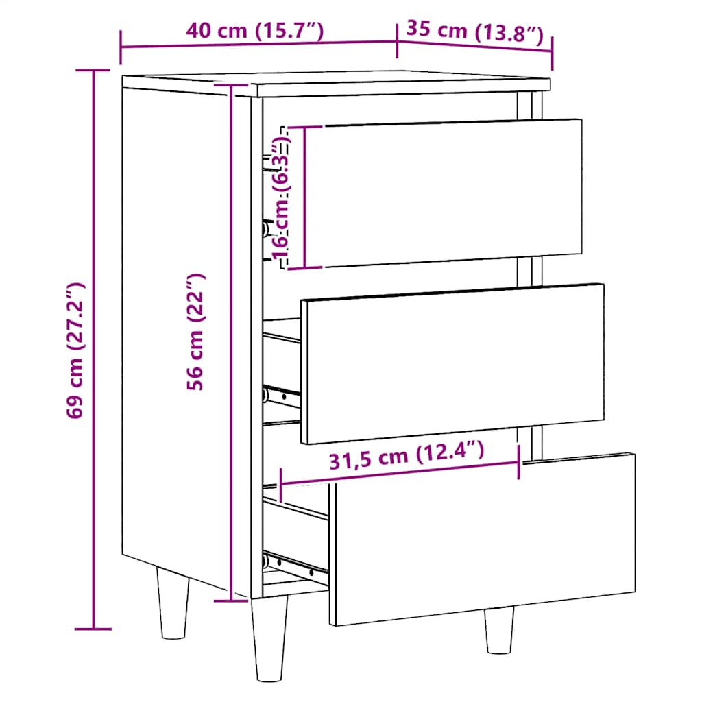 Sengebord 40x35x69 cm konstrueret træ kunsteg - artisan eg, 1-2 - number 10.