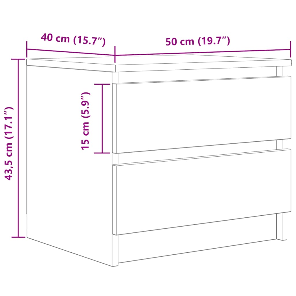 Nattbord 40x40x50 cm konstruert tre kunstig eik - håndverks eik, 1 - number 11.